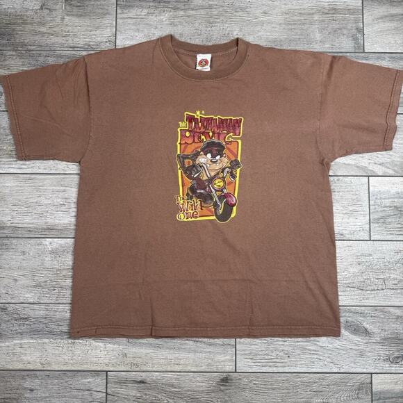 Warner Bros. Other - vtg 90s TAZ THE WILD ONE FREEZE T-Shirt XL Cartoon Looney Tunes Biker Motorcycle